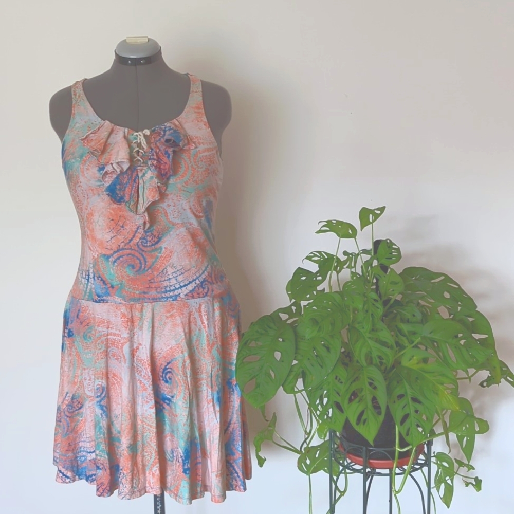 Lauren Jeans Co Paisley Print Tie Dye Dress, Size M